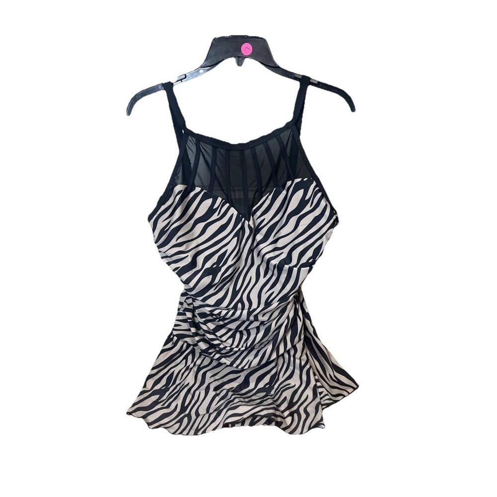 NWT Alisha Levine Animal Print Swim Suit SIZE 14 One Piece Dress Skirt